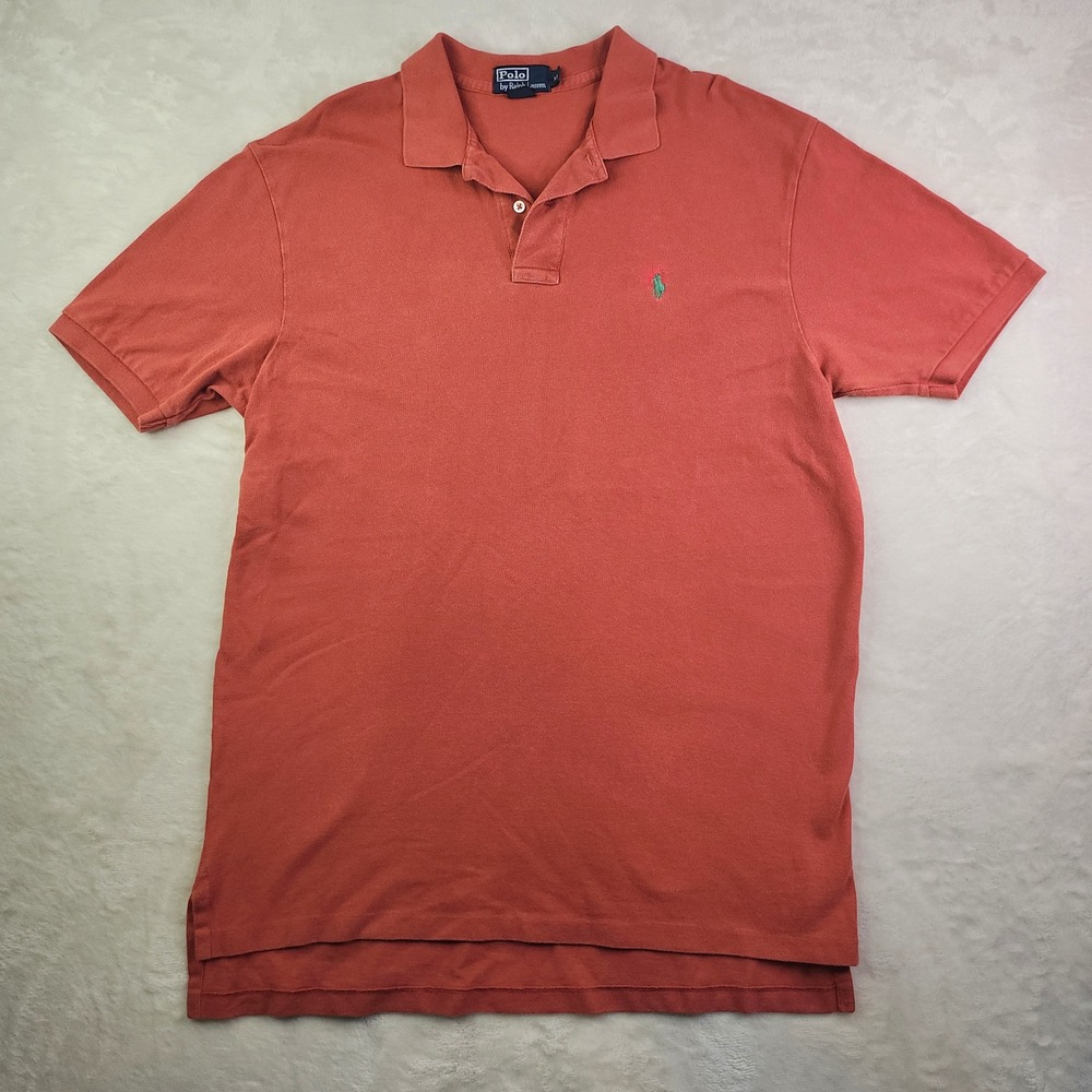 Vintage 90s Polo Ralph Lauren Shirt Mens XL Faded Terracotta Orange Green Pony